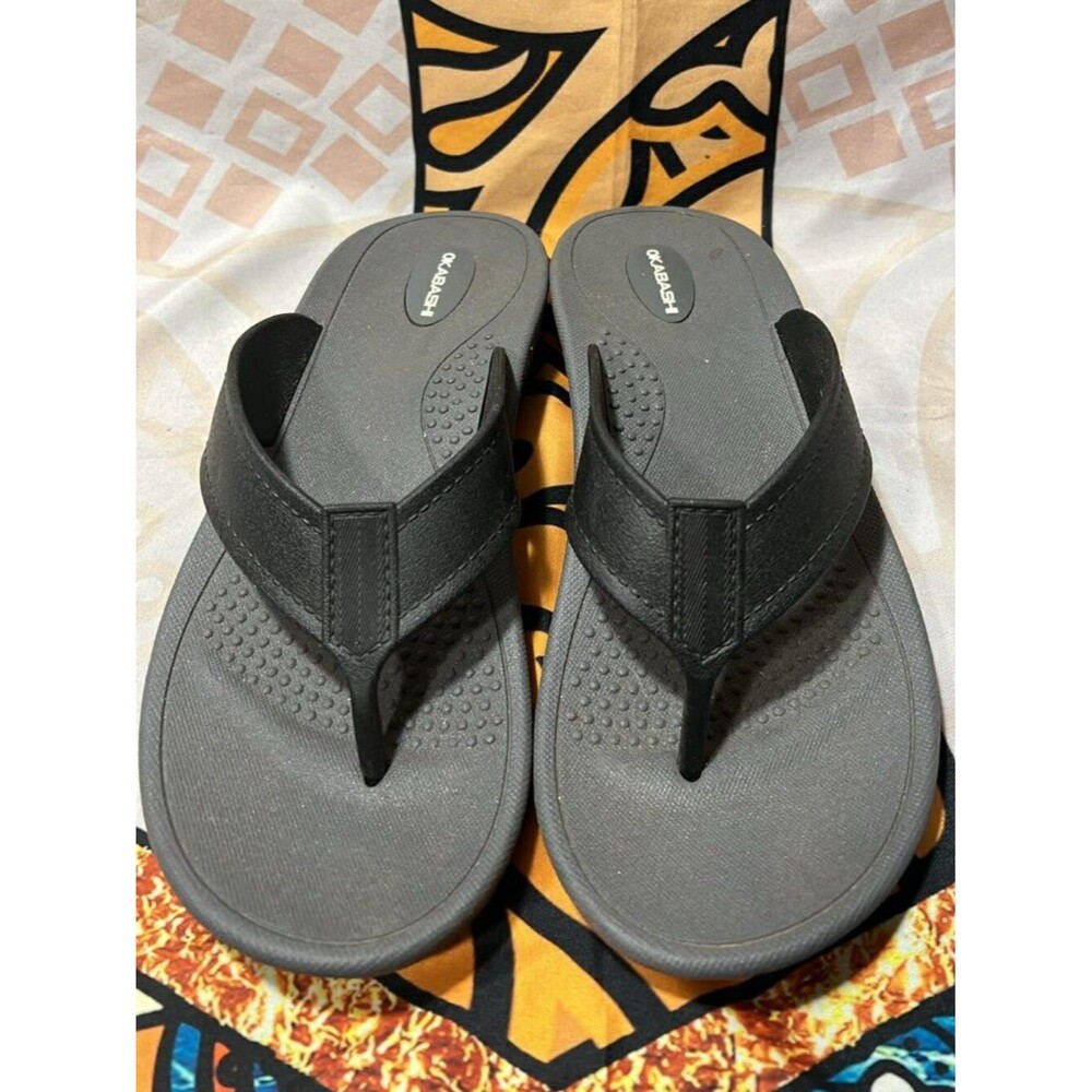 Okabashi Flip‑Flops • Black/Grey • Women’s 6.5–7.5